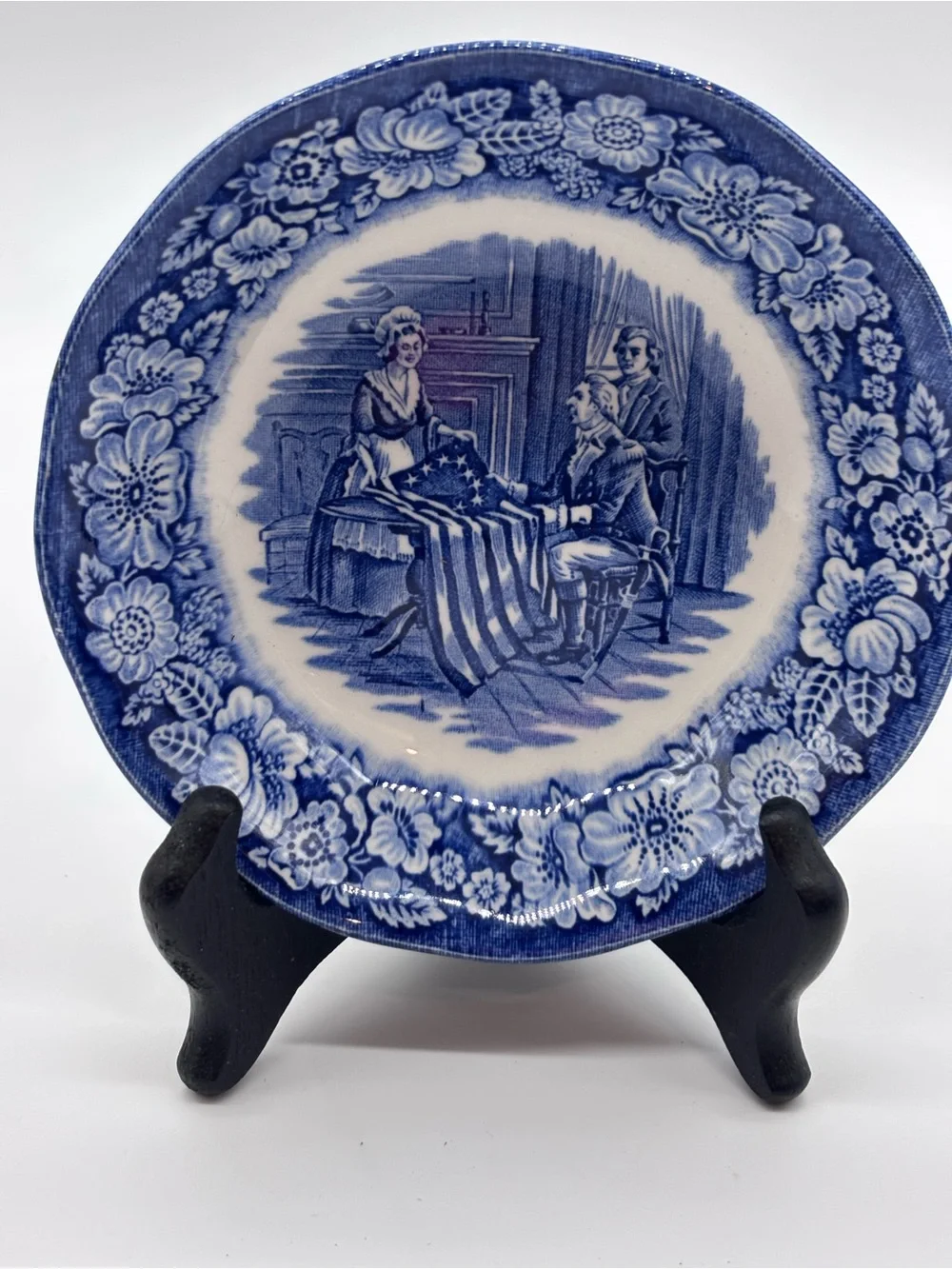 Vintage liberty blue Staffordshire ironstone Betsy Ross small bowl.